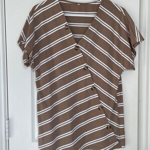 Brown Striped Women's Top